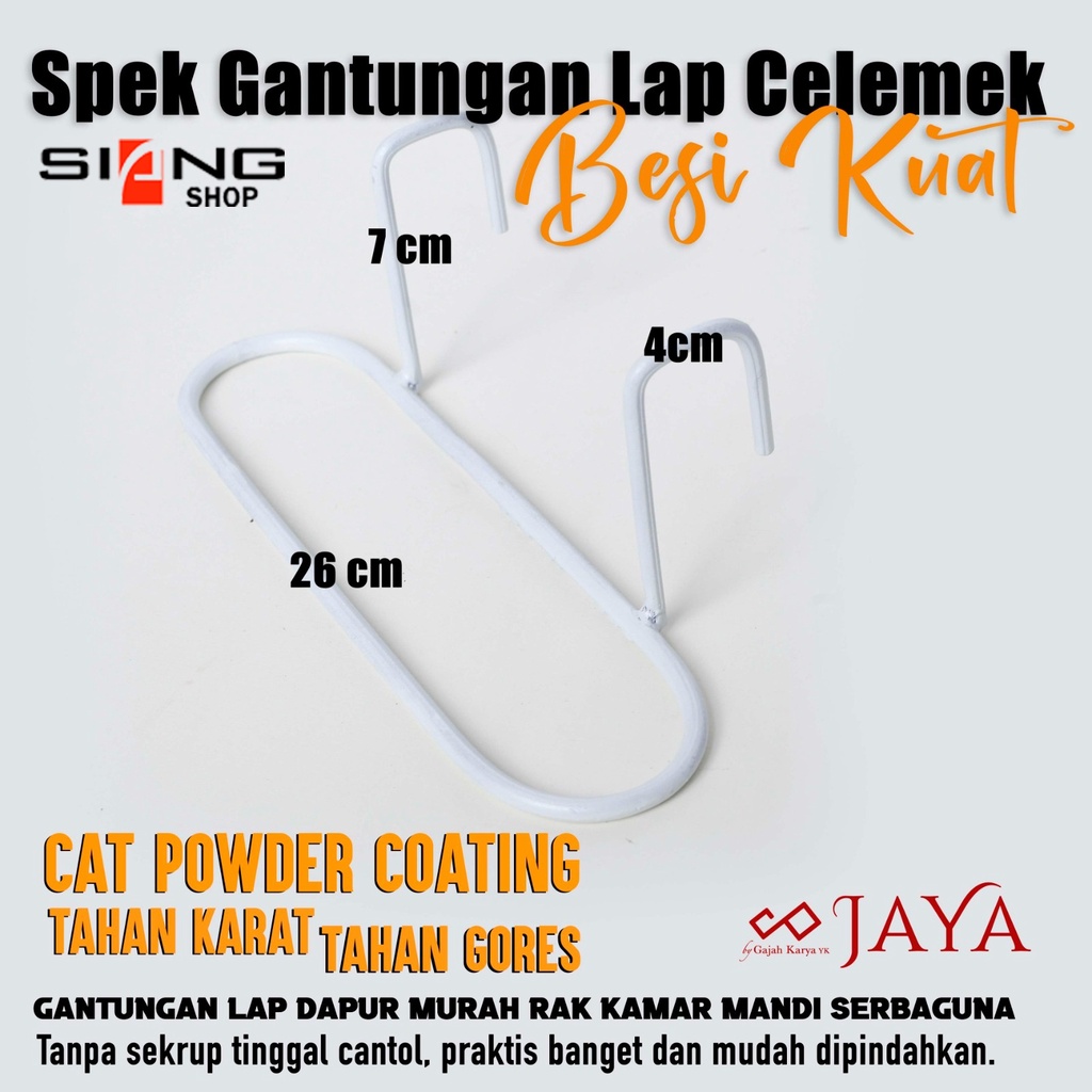 Gantungan Lap Celemek Handuk Hook Pintu Lemari Dapur WC dll Besi KUAT