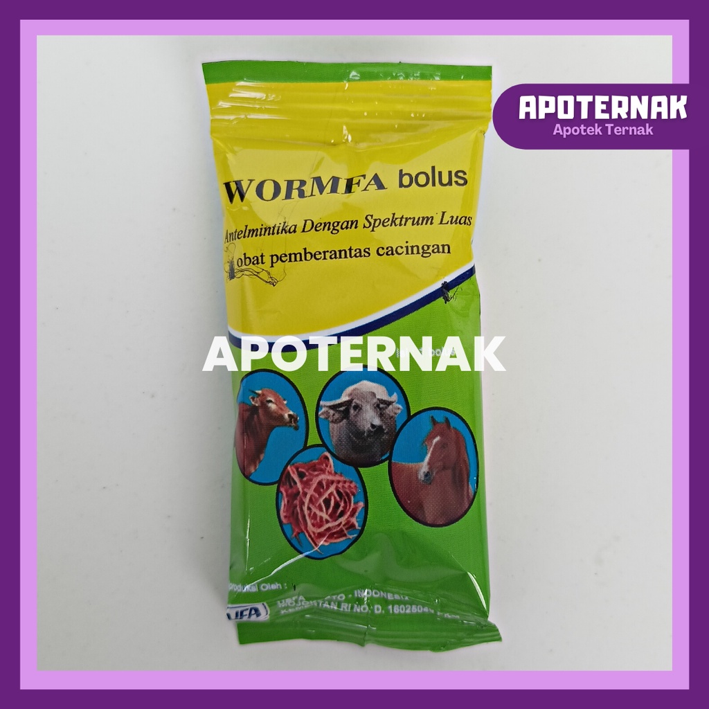 WORMFA BOLUS 1 BOX (24 BOLUS) - Antelmintika Dengan Spektrum Luas - Obat Pemberatas Cacingan Pada Sapi Kerbau Kuda - USFA