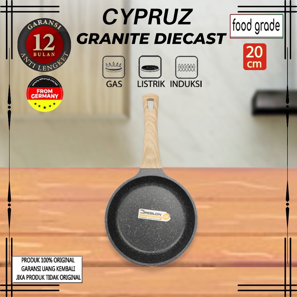 Cypruz Cyprus Fry Pan granite casserole DieCast 20 cm FP-0851 wajan Penggorengan Induksi