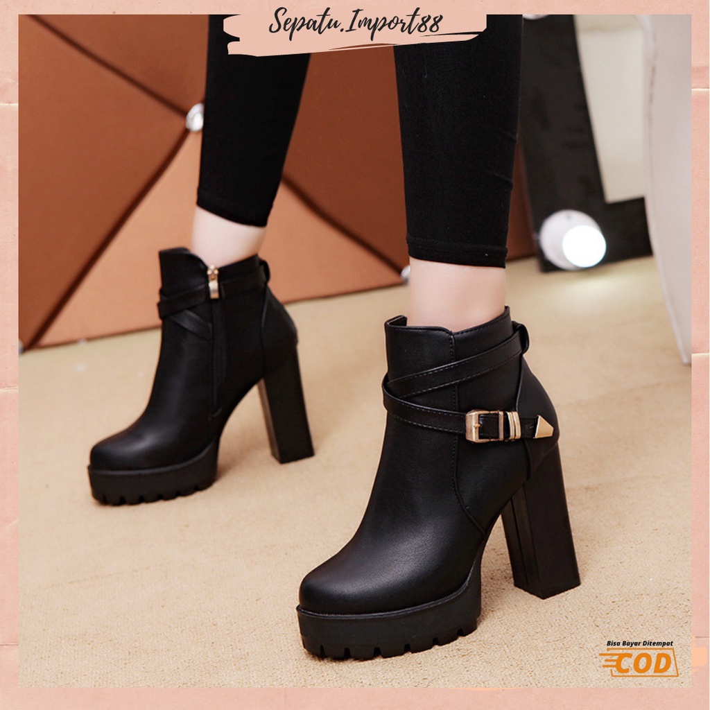 [SEPATU IMPORT] DF 651 Sepatu Boots Wanita Heels Korea Import Premium Quality