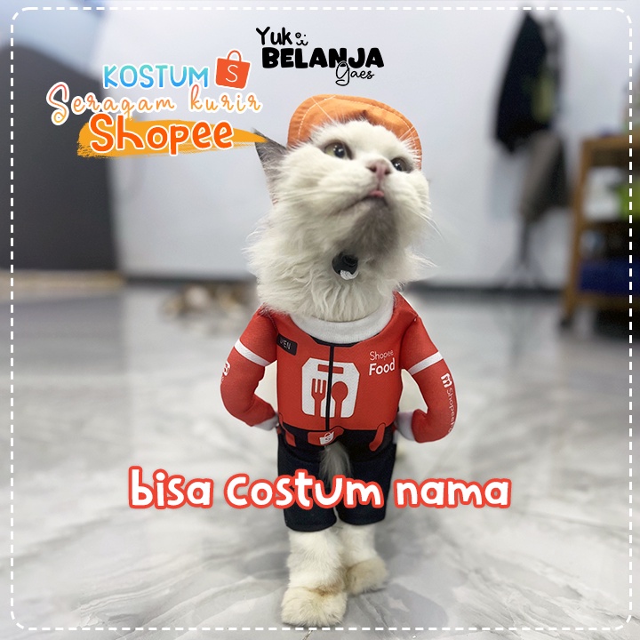 Baju Kucing Bahan Poliester Kostum Kurir Shopee Series Terlucu Baju Kucing anjing kelinci Lucu murah Size S-XL / Yuk Belanja Gaes!