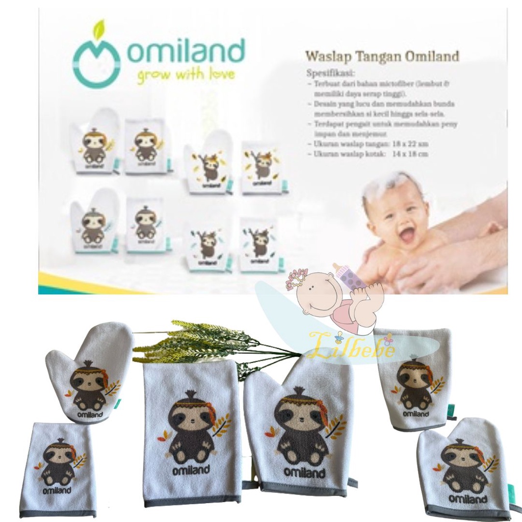 OMILAND Waslap Tangan / Waslap Kotak / Omiland Bantal Lengan Menyusui Peang Nursing Pillow Panda Series - Waslap Lap Mandi Sloth / Alpaca Series - Bahan Lembut Dan Premium