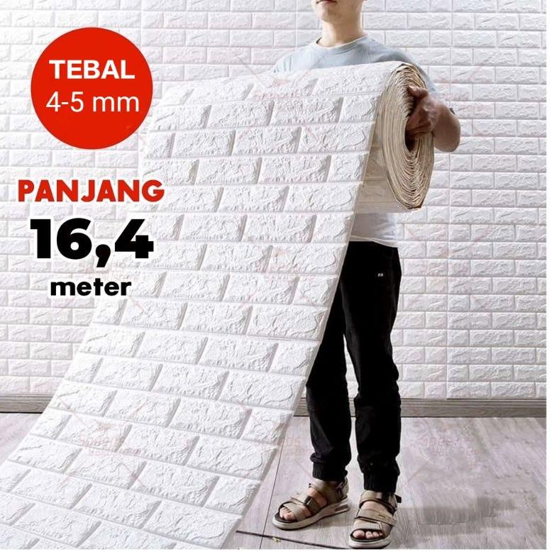 CHEKOUT TERMURAH WALLPAPER ROLL 16,4 METER 3D WALOAM BATU BATA PUTIH FOAM PE BERKUALITAS