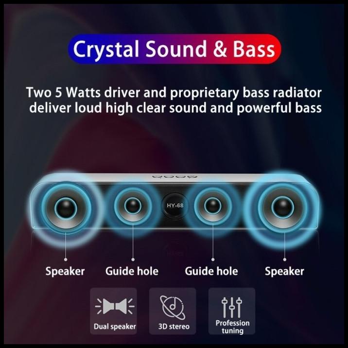 Speaker Bluetooth Soundbar Naxen Hy68 Led Lamp Super Bass Speaker
