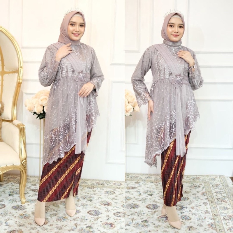 Setelan Kebaya Lesty Etnik LZ / Kebaya Modern / Kebaya Wisuda / Kebaya Lamaran / Kebaya Tunangan / Kebaya Kondangan / Kebaya Brukat Kekinian