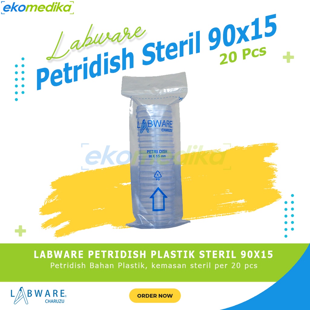 Cawan Petri / Petridish Plastik 90x15 isi 20 pcs Charuzu Petridish steril / NESCO Petridish