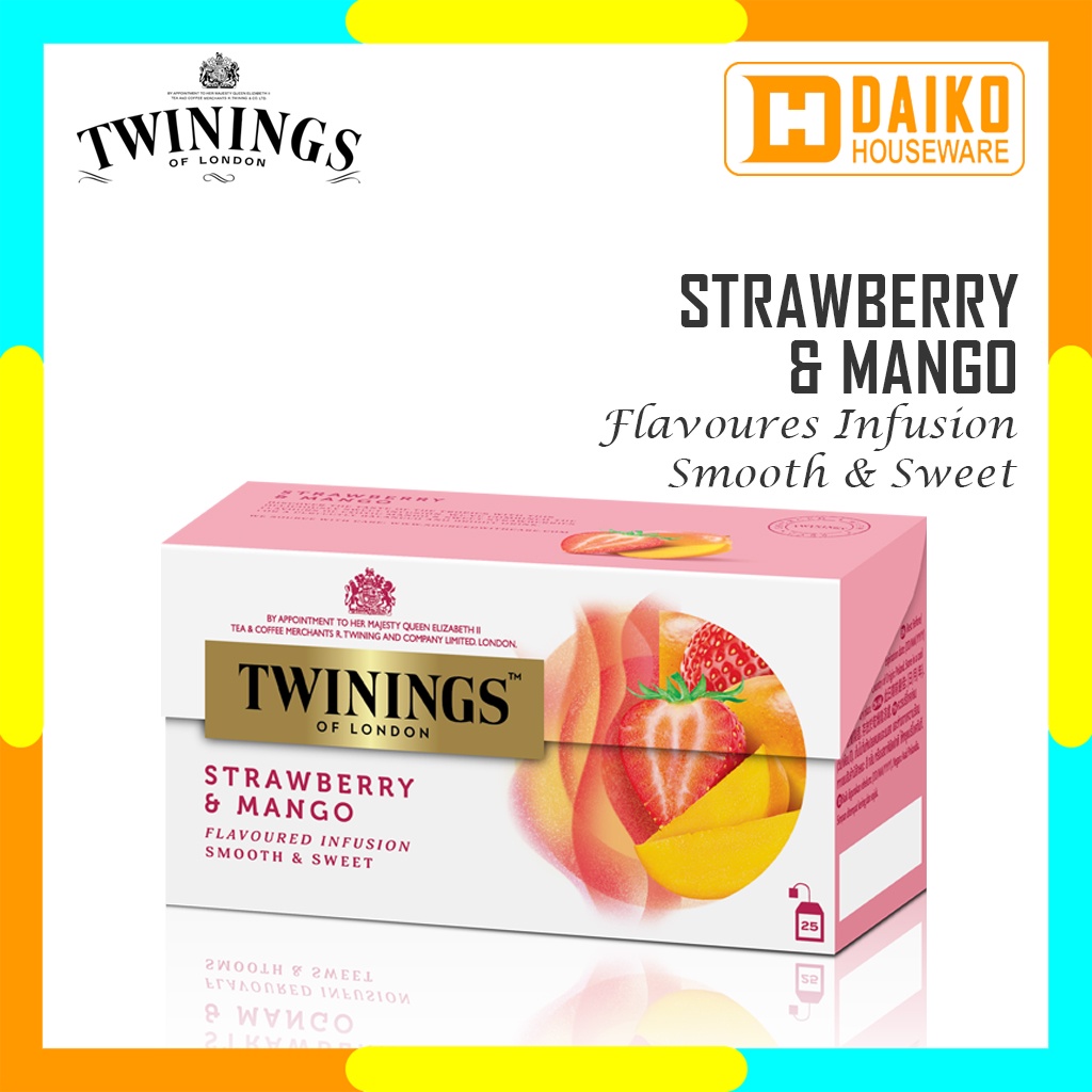 Teh Celup Twinings Strawberry &amp; Mango 25 x 2gr Flavoured Infusion Tea Teh Kantong Rasa Buah Strawberry &amp; Mangga