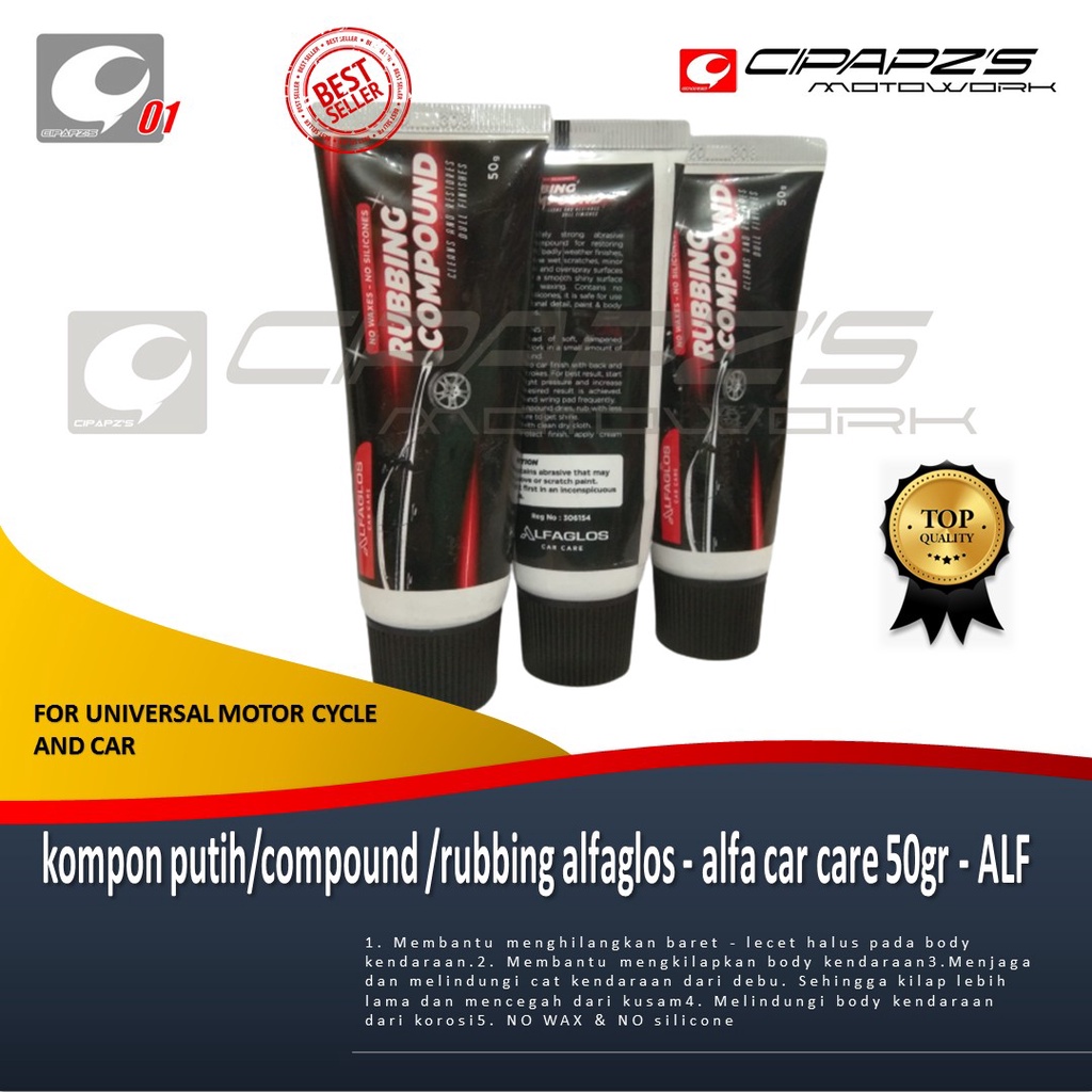 kompon putih/compound /rubbing alfaglos - alfa car care 50gr - ALF