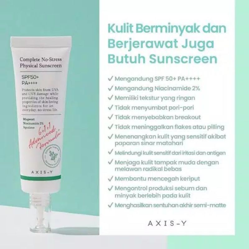 AXIS-Y Complete No-Stress Physical Sunscreen SPF 50+ PA++++ 50ml