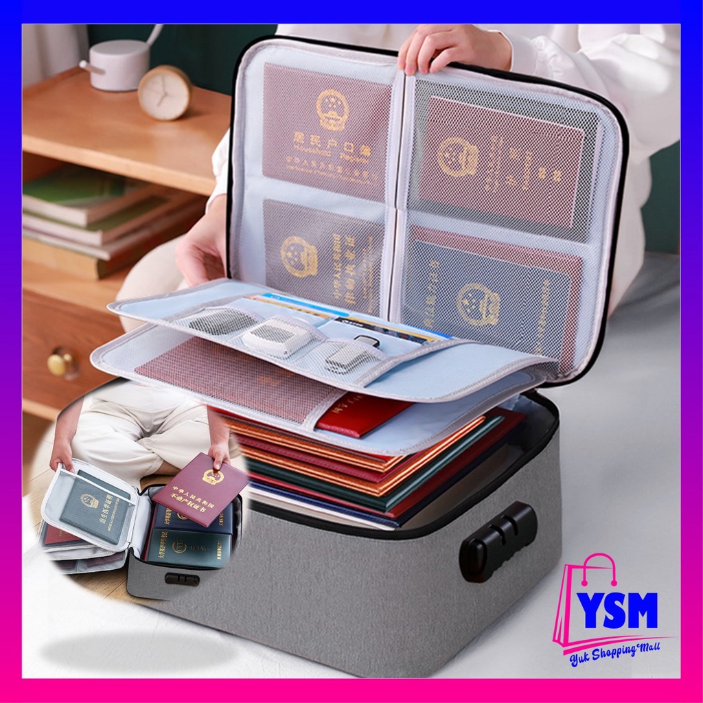 YSM Tas Penyimpanan Dokumen 3 Layer Storage Bag Sertifikat File Tempat Dokumen Penting Tas