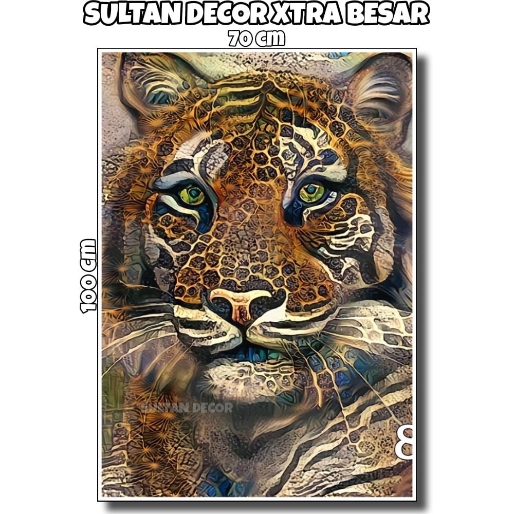 LUKISAN POSTER CETAK HARIMAU XTRA BESAR UKURAN 100X50CM 100X70CM 150X100CM 200X100CM 250X100CM HIASA