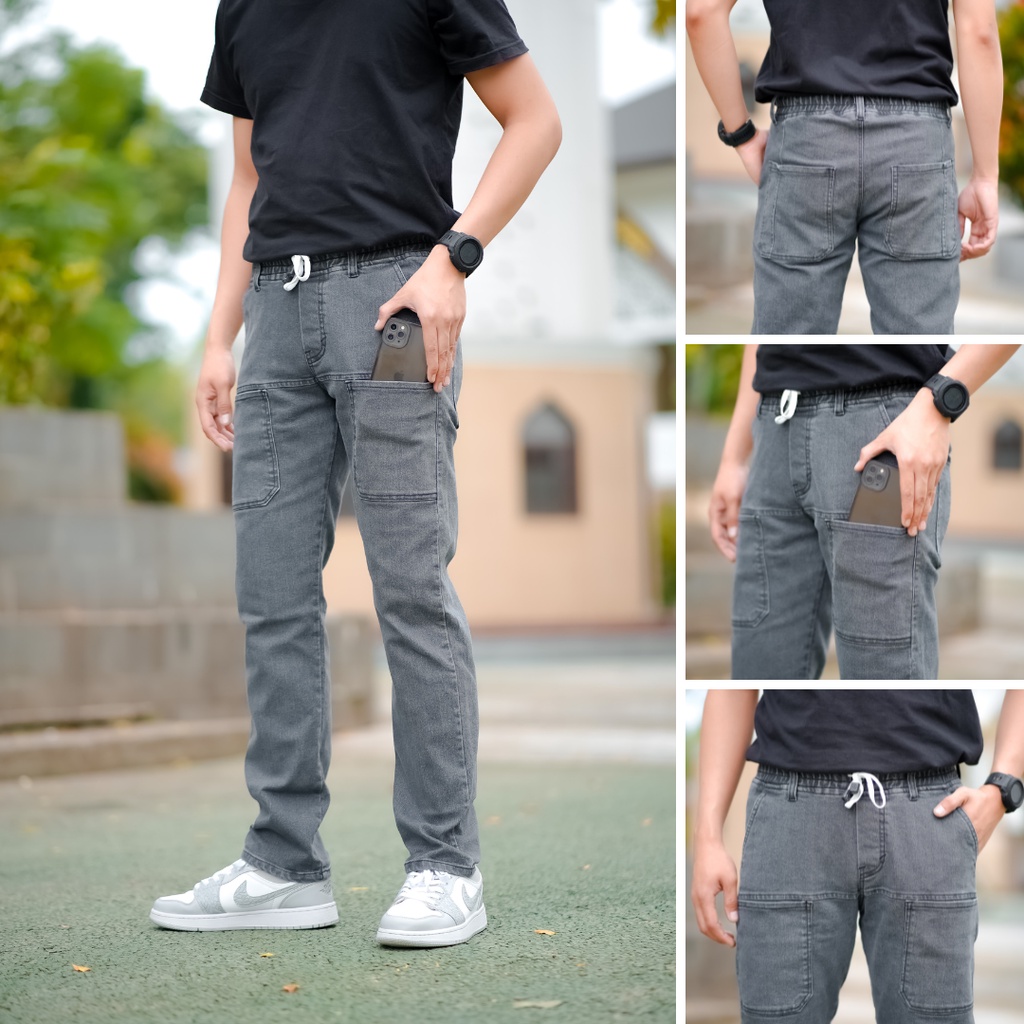 TWOON-CELANA JOGGER JEANS PRIA PANJANG SOBEK TERBARU / JEAS DENIM SOBEK 02