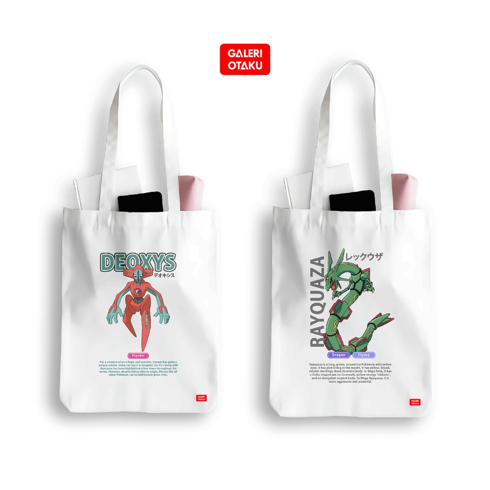 TOTEBAG KANVAS POKEMON LEGENDARY / RAYQUAZA / HO OH / DEOXYS / Tote Bag Canvas Anime Resleting Premium