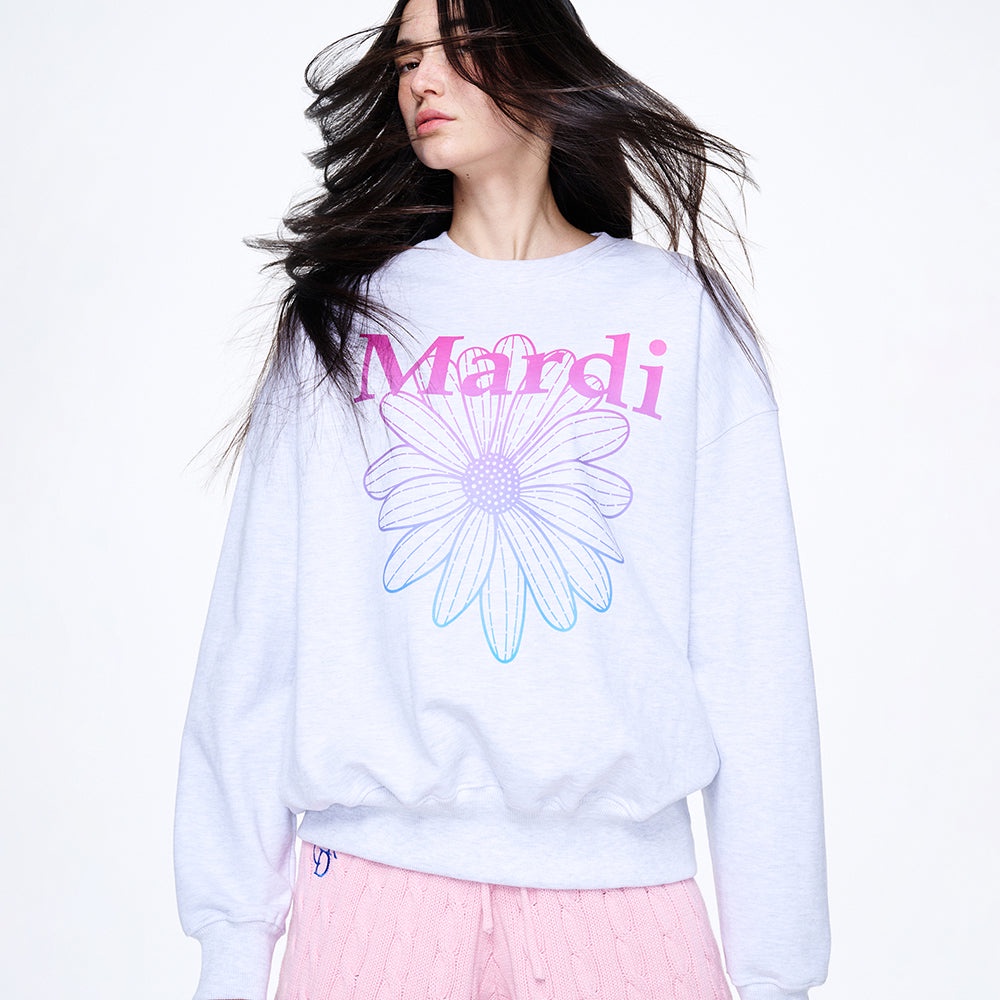 Mardi Gradation Flower Sweatshirt White / Purple