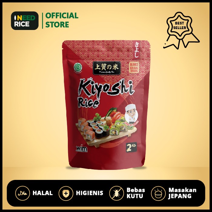 

Beras Jepang Kiyoshi 2kg- HALAL-Lengket Cocok untuk Sushi