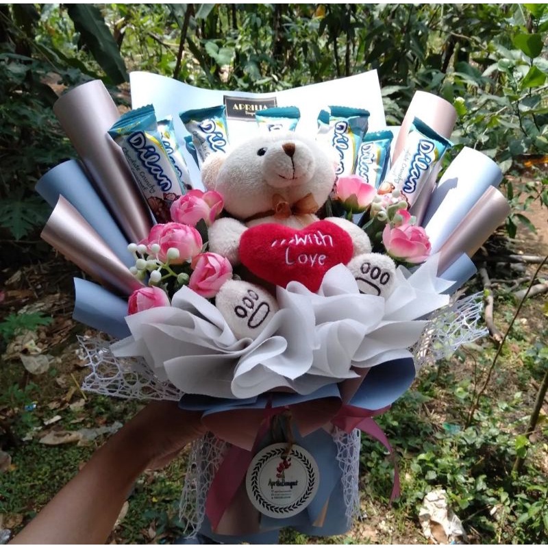 buket mix boneka Snack dan bunga