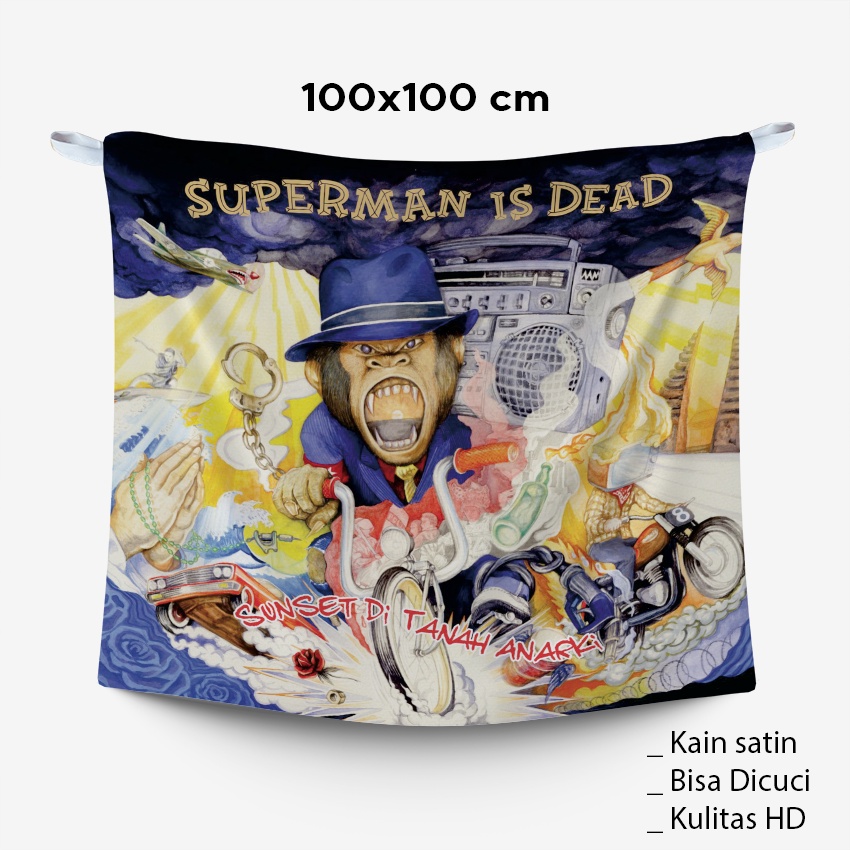 POSTER KAIN TAPESTRY BENDERA SUPERMAN IS DEAD SUNSET DI TANAH ANARKI JUMBO