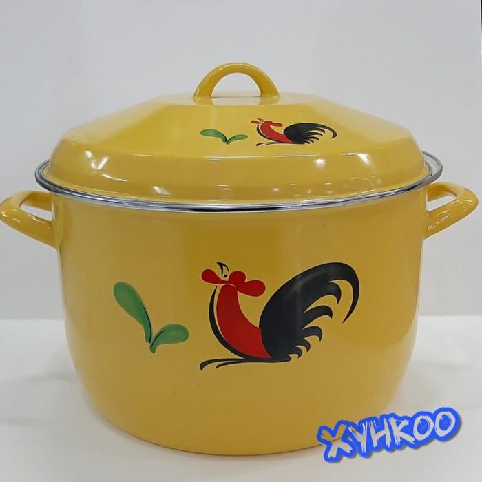 Panci Jumbo Besar Enamel 34Cm Kuning Ayam Jago