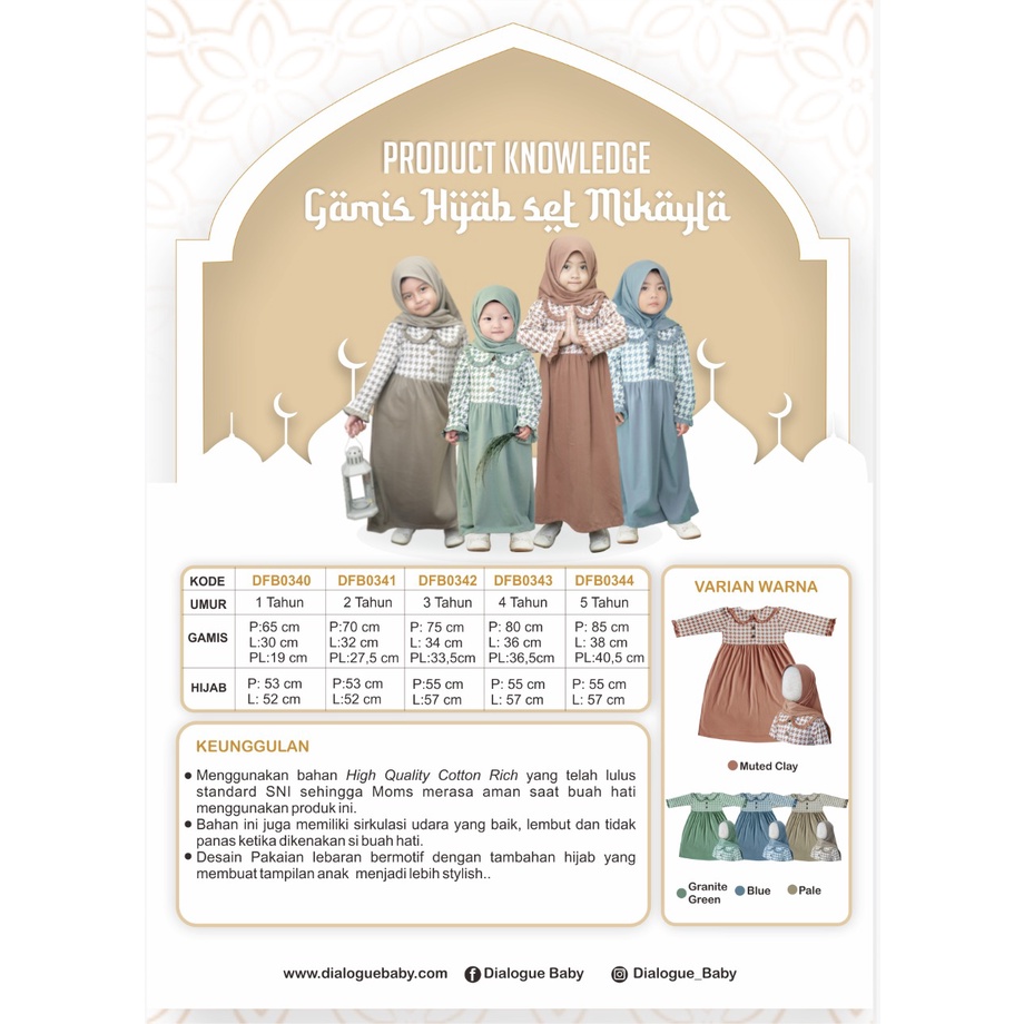 Dialogue Gamis Anak Muslim Hijab Set Mikayla - Baju Gamis Muslim Anak - DFB0340 DFB0341 DFB0342 DFB0343 DFB0344