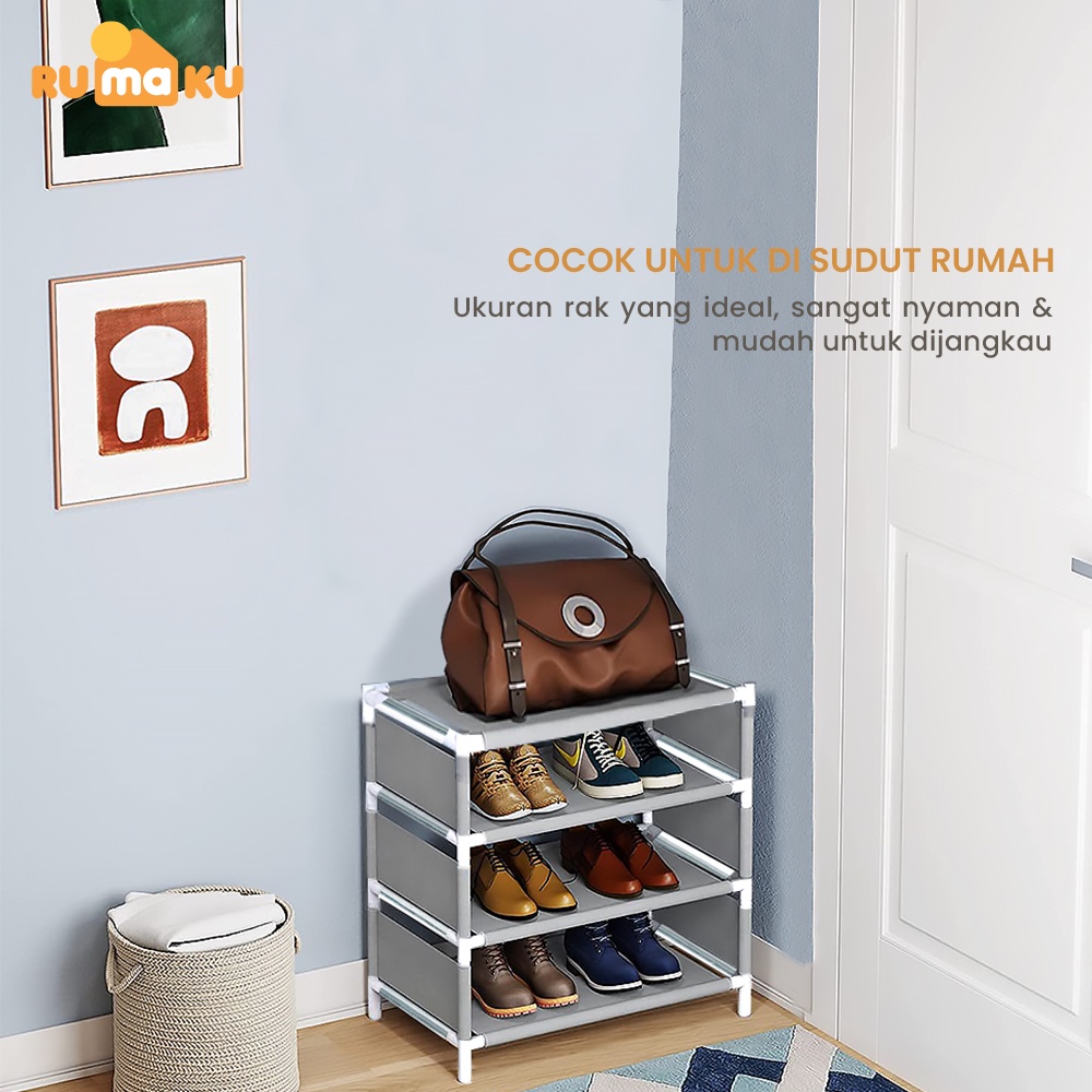 Rumaku Rak Sepatu Portable Serbaguna 4 Susun dan 5 Susun Tempat Sepatu Sandal Multifungsi