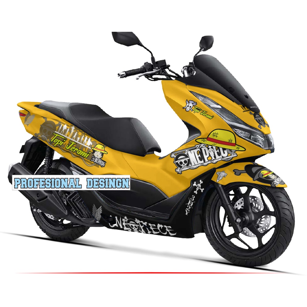 DECAL MOTOR PCX 160 /STICKER MOTIF ONE PIECE KUNING FULL BODY