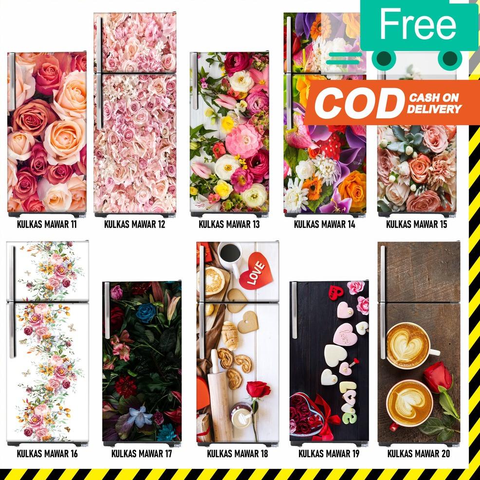 RECOMENDED STIKER Kulkas 1 Pintu dan STICKER Kulkas 2 Pintu Motif Bunga MAWAR - Wallpaper Kulkas