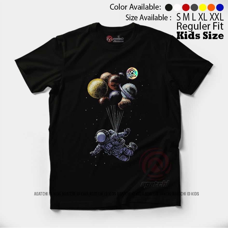 Baju Kaos Atasan Anak Laki - Laki Agatchi Motif Astronot - Balon Astronot