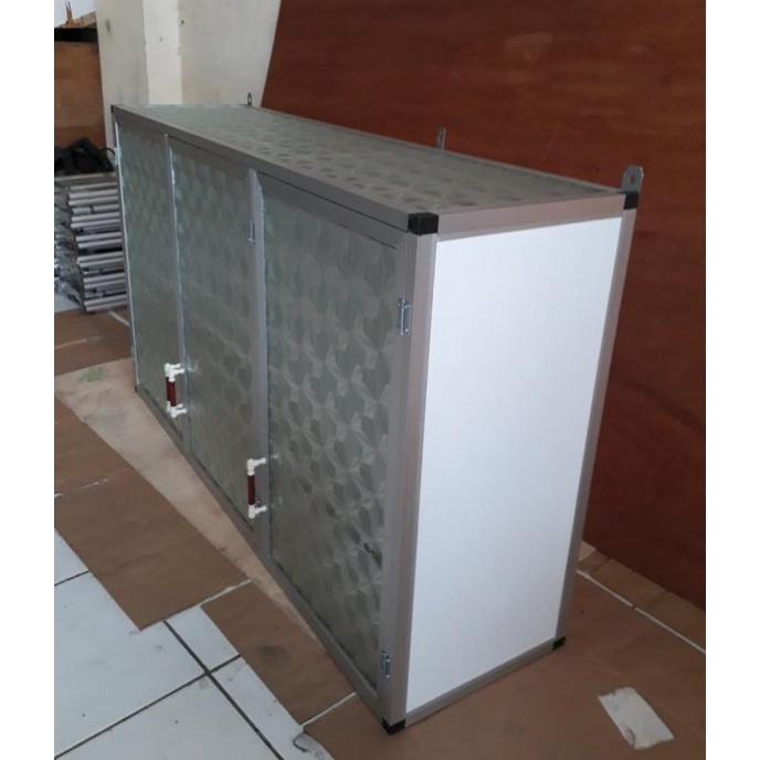 Rak Gantung Lemari Dapur Kitchen Set Atas Aluminium Kaca 3 Pintu Polos [Cod]