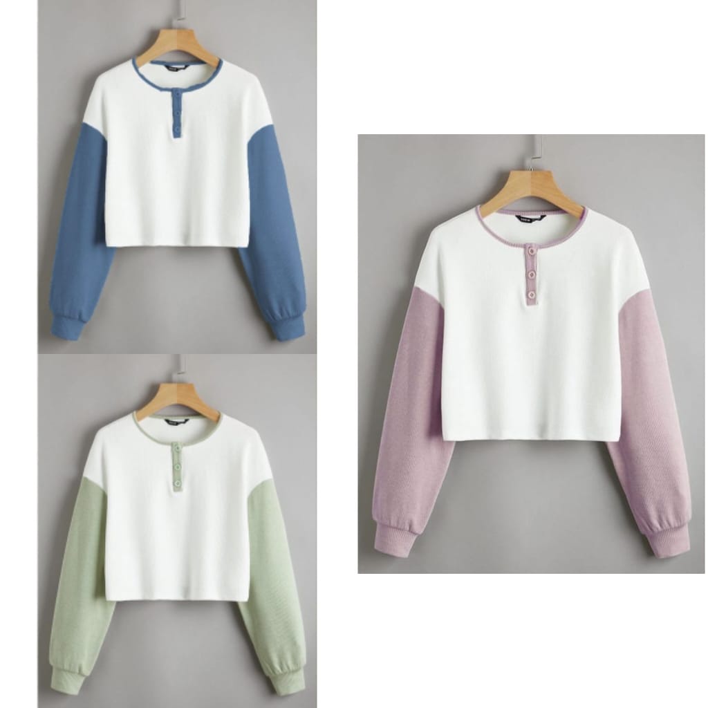 CROP ASYA TOP SWEATER COMBIE (PS)