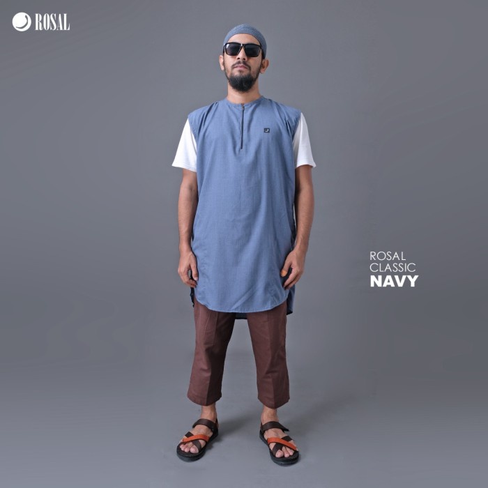Rompi Sholat Rosal Rompi Sholat Pria - Classic - Navy, M(Y7L4) rompi sholat jumbo rompi sholat pria 