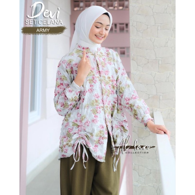 SETELAN WANITA SETCEL DEVI MOTIF BUNGA BY AL FARO