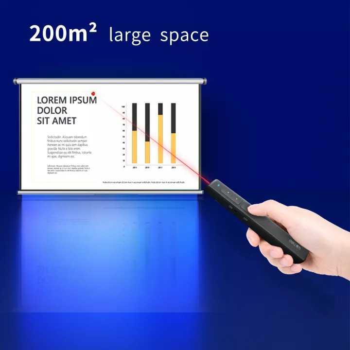 Deli Laser Pointer Presentasi Wireless Slideshow Red Light 100 Meter - 2802PL - Black