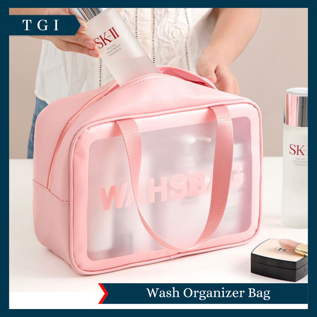 TGI - TRAVEL POUCH MAKEUP ORGANIZER / TAS KOSMETIK WASHBAG POUCH MAKEUP TRANSPARAN / TAS KOSMETIK WASHBAG WATERPROOF