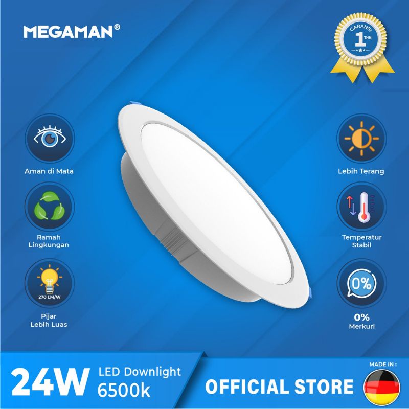 Megaman Downlight Lampu LED MQTL1119 6500K / 5W / 7W / 9W / 12W / 24W