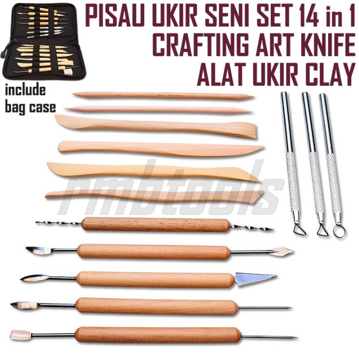 

Ukirku Pisau Ukir Seni Set 14 In 1 / Crafting Art Knife / Alat Ukir Clay