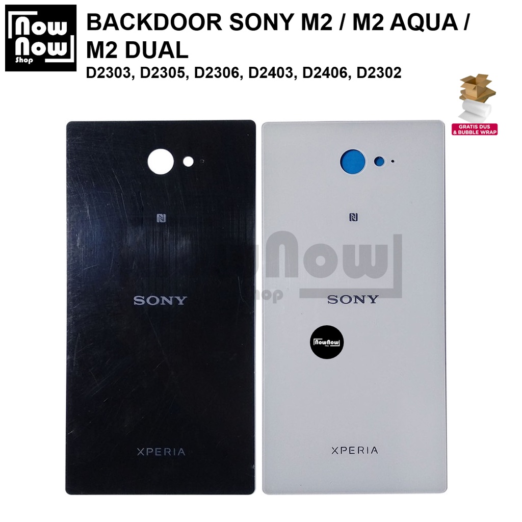 Backdoor Tutup Belakang Baterai Sony M2 / M2 Aqua / M2 Dual D2303 D2305 D2306 D2403 D2406 D2302 Backcover Back Casing Housing Cover Belakang Back Case Panel Replacement