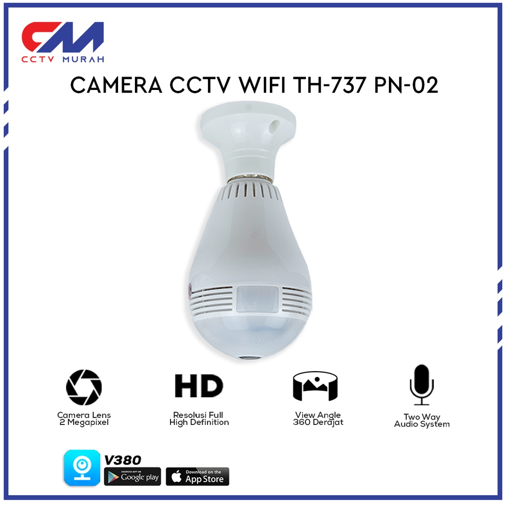 CCTV BOHLAM 2MP APLIKASI V380/V380 PRO KAMERA CCTV LAMPU IP WIRELESS PANORAMA FISHEYE 360 BERPOSTEL FREE MICRO SD NETAC