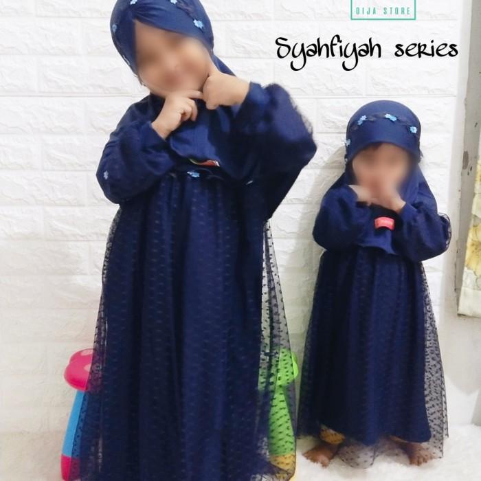 syahfiyah series, gamis anak tile polkadot