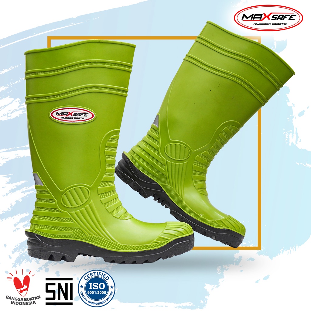 Sepatu Boot Safety Toyobo &amp; MaxSafe Safety Hijau Lemon