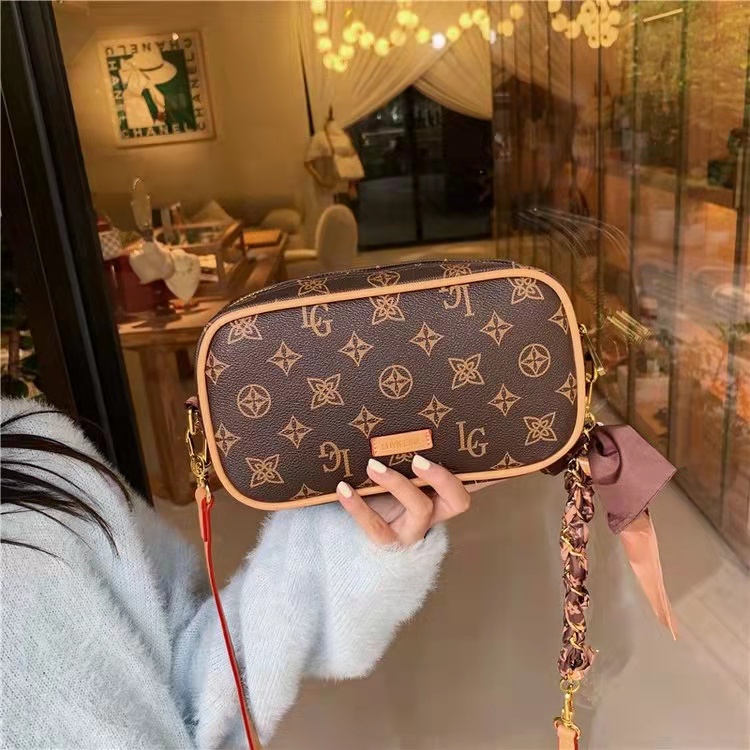 TAS SELEMPANG SLINGBAG WANITA CEWEK CANTIK FASHION IMPORT MOTIF FLOWER SYAL SCARF LILIT TALI PANJANG