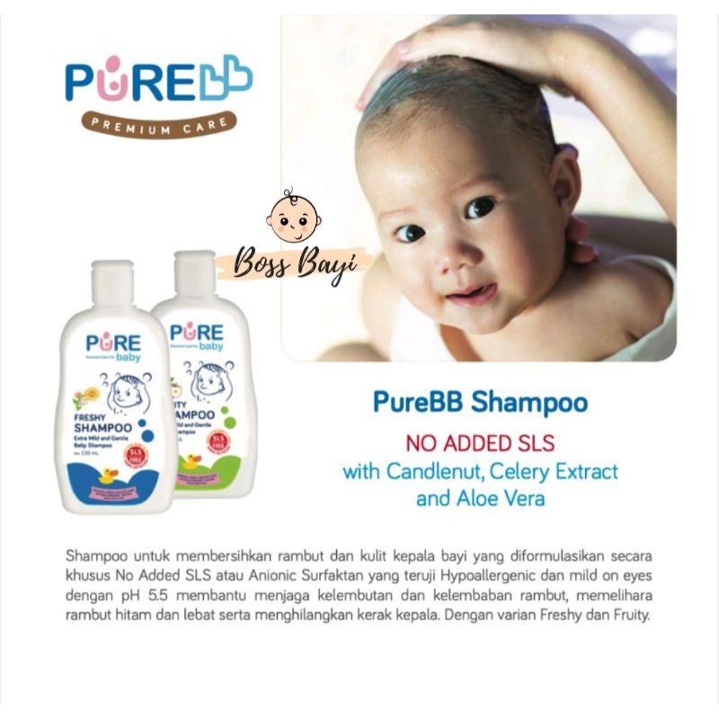 PURE BABY - PureBB Shampoo | PureBB Wash / Sampo - Sabun Mandi Bayi Freshy | Fruity 230ml