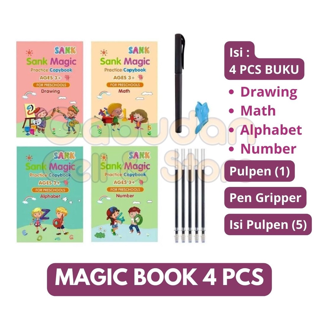 

SANK MAGIC BOOK ISI 4 / BUKU TULIS AJAIB 1 PACK ISI 4 BUKU FREE PENA & REFILL