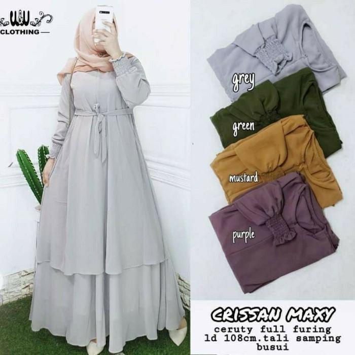 Baju Gamis Wanita Dress Malaysia Terbaru Ceruty Babydoll Full Puring
