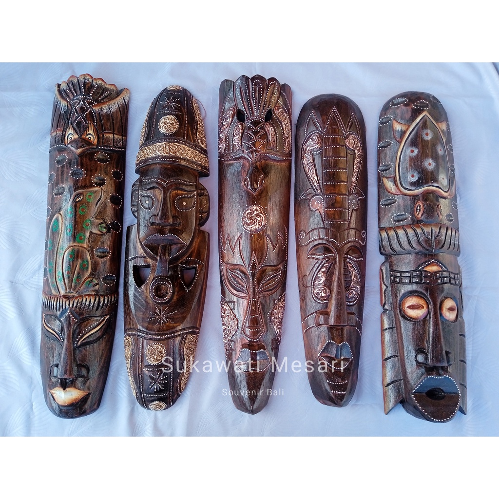 Home Decor Hiasan Dekorasi Topeng Suku Asmat Etnik Kerajinan Kayu Handmade Bali