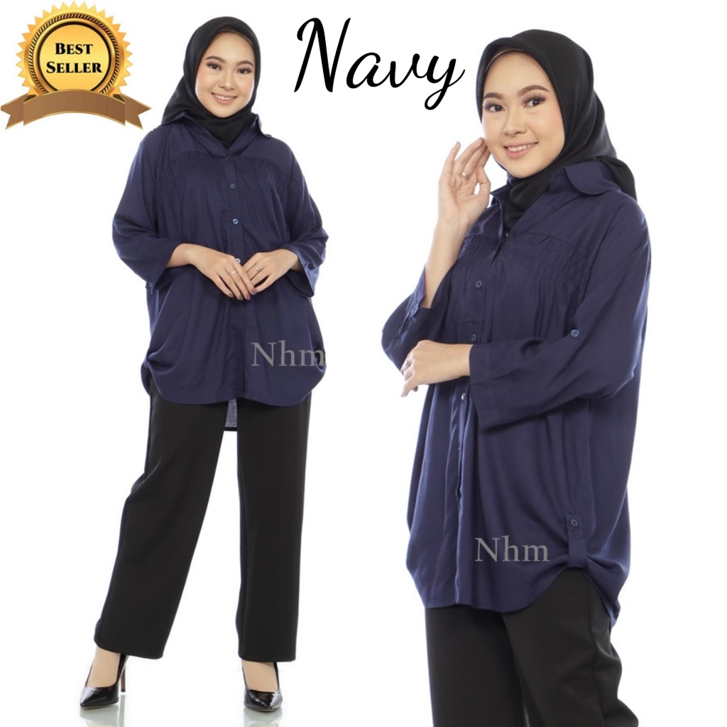 Baju Kemeja Wanita Putih Polos Bahan Adem Katun Rayon