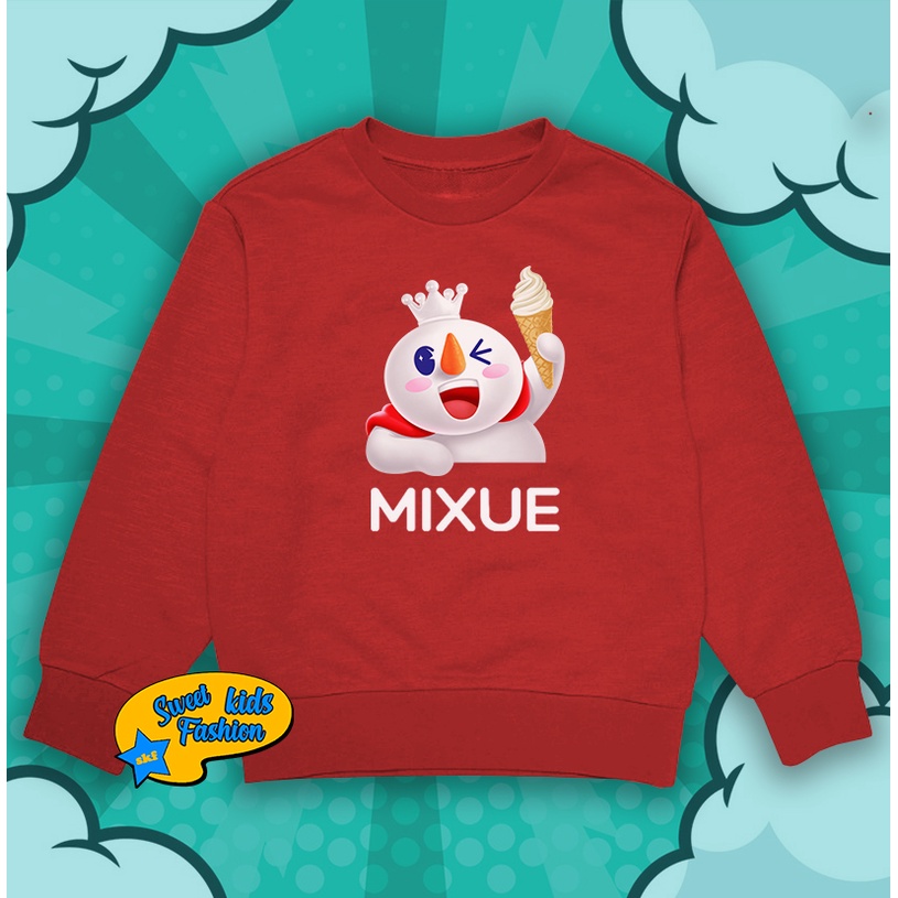 Jaket Sweater Anak Mixue Ice Cream Crewneck Switer Anak Mixue Ice Cream