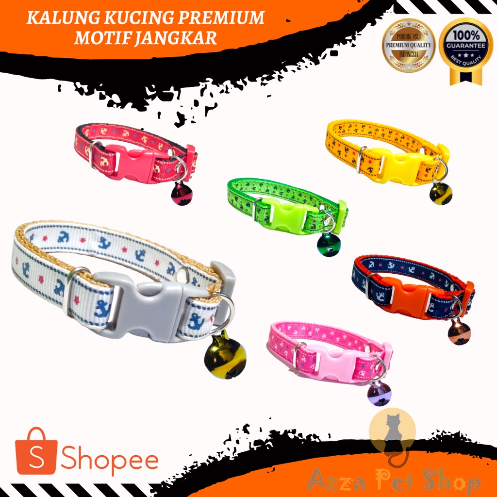 Kalung kucing lonceng karakter motif jangkar premium / cat collar premium / aksesoris hewan murah