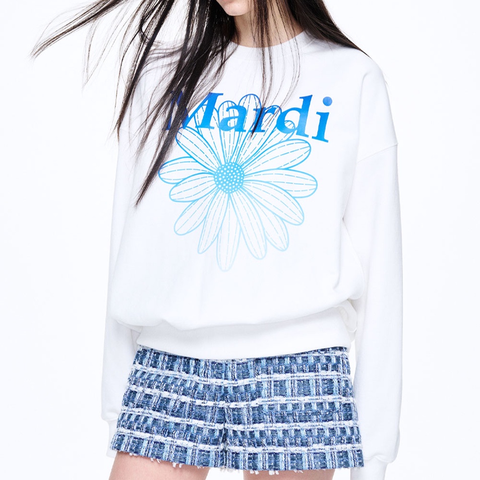 Mardi Gradation Flower Sweatshirt White / Blue