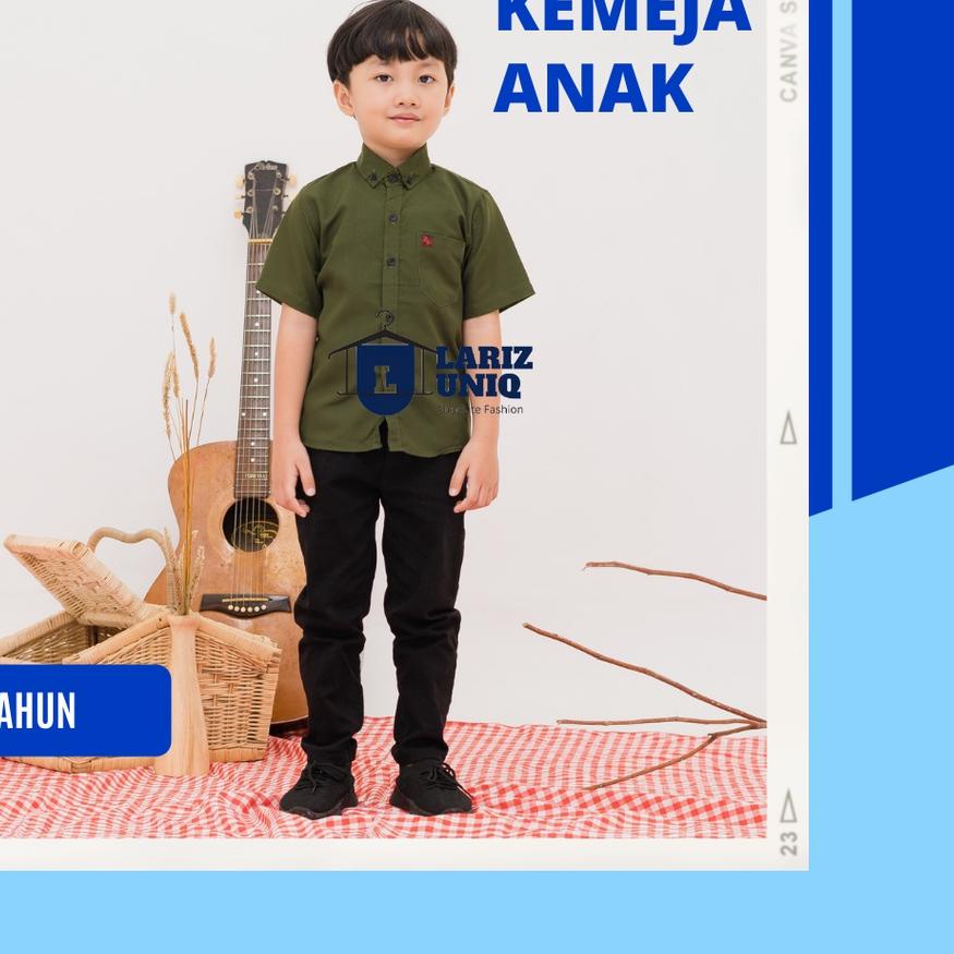 ✔ Kameja Baju Hem Anak Laki laki Kemeja Polos Atasan Lengan Pendek Cowok Kids Fashion 1-14 Tahun War