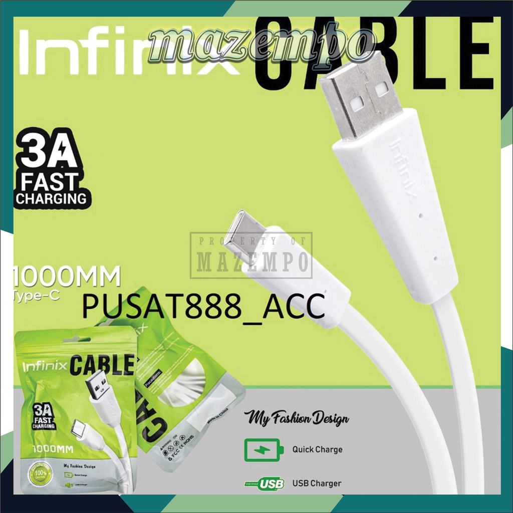 Kabel Data charger tipe C INFINIX 3A Casan fast charging